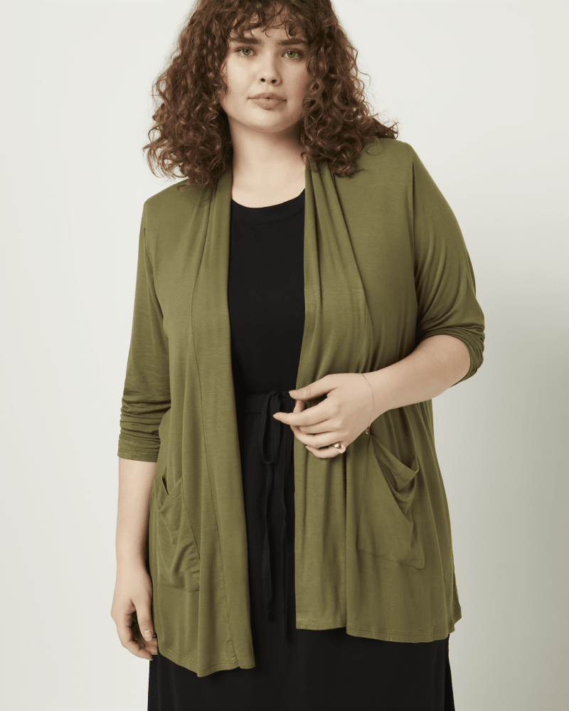 Olive green hot sale cardigan plus size